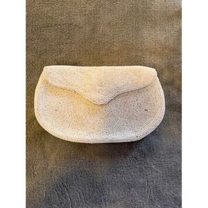 Walborg Beaded Clutch Handbag Evening Bag Cream White Vintage